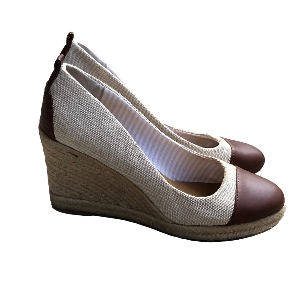 GH Bass Womens Kaitlyn Espadrille Wedge Heel Sz 8.5 M Ivory/Brown Shoes - Picture 5 of 15